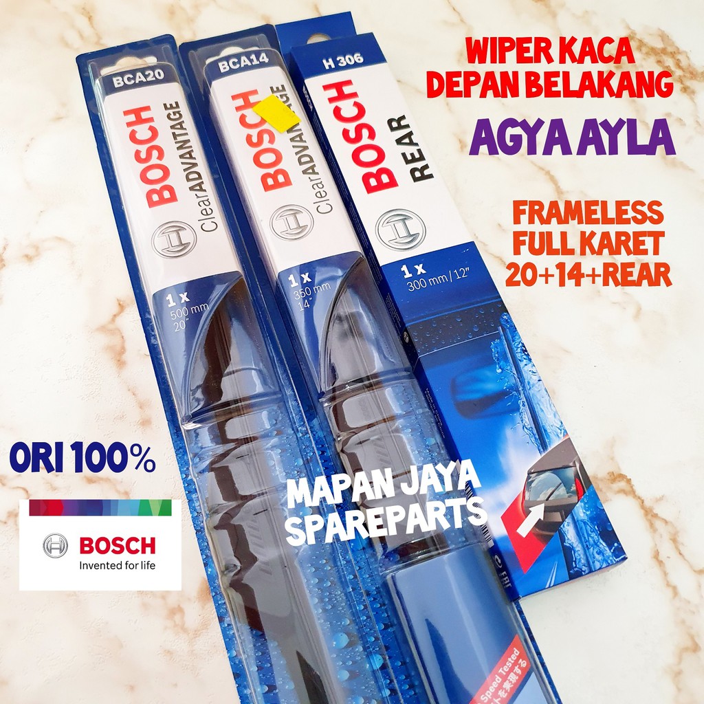 BOSCH WIPER DEPAN &amp; BELAKANG - AGYA / AYLA (FRAMELESS PISANG)