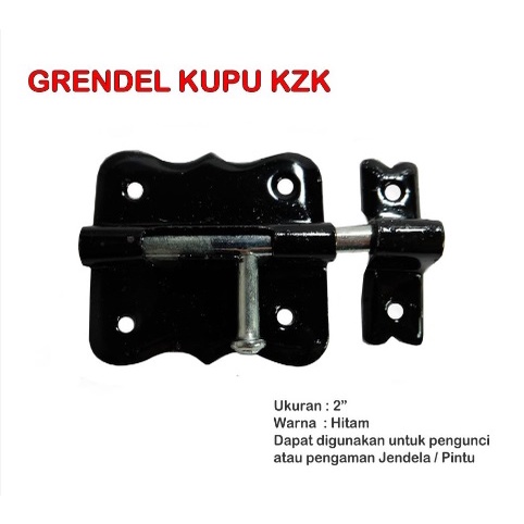 Grendel Kupu Besi Hitam KZK 2" Inch Grendel Pintu Jendela