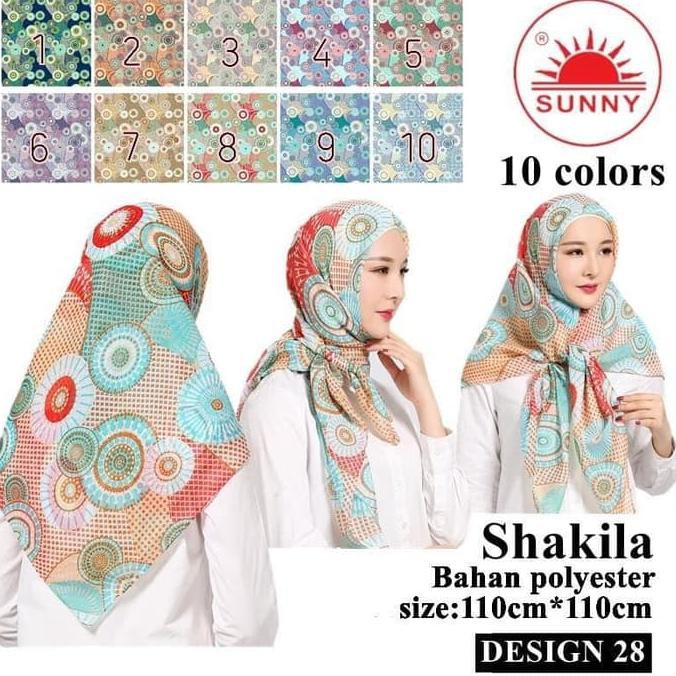 Jilbab Segi Empat Katun Motif Bunga - seri : SHAKILA - 28