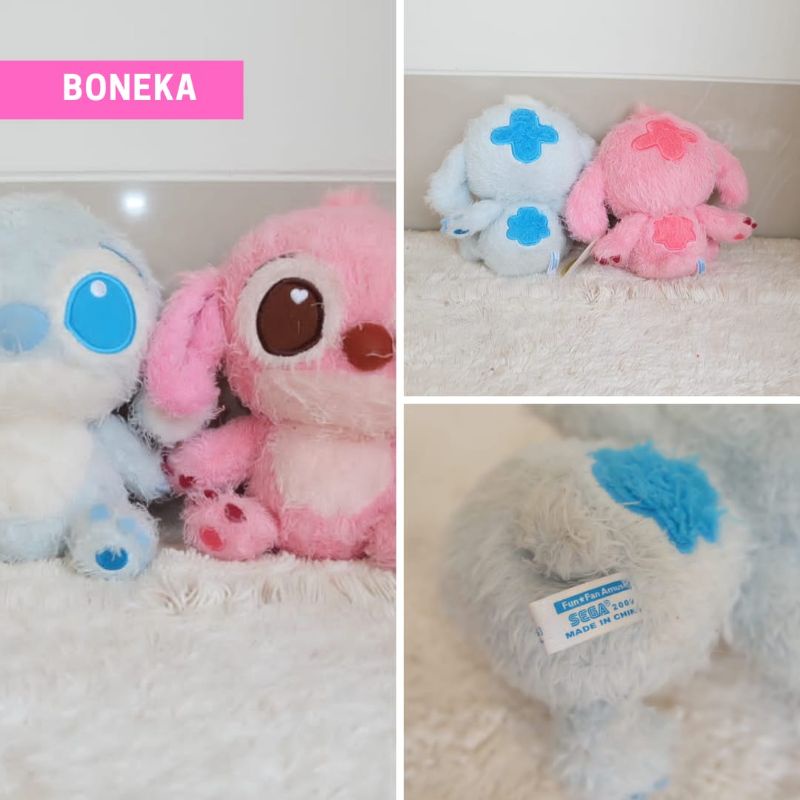 Boneka kecil sepasang stitch angel bulu