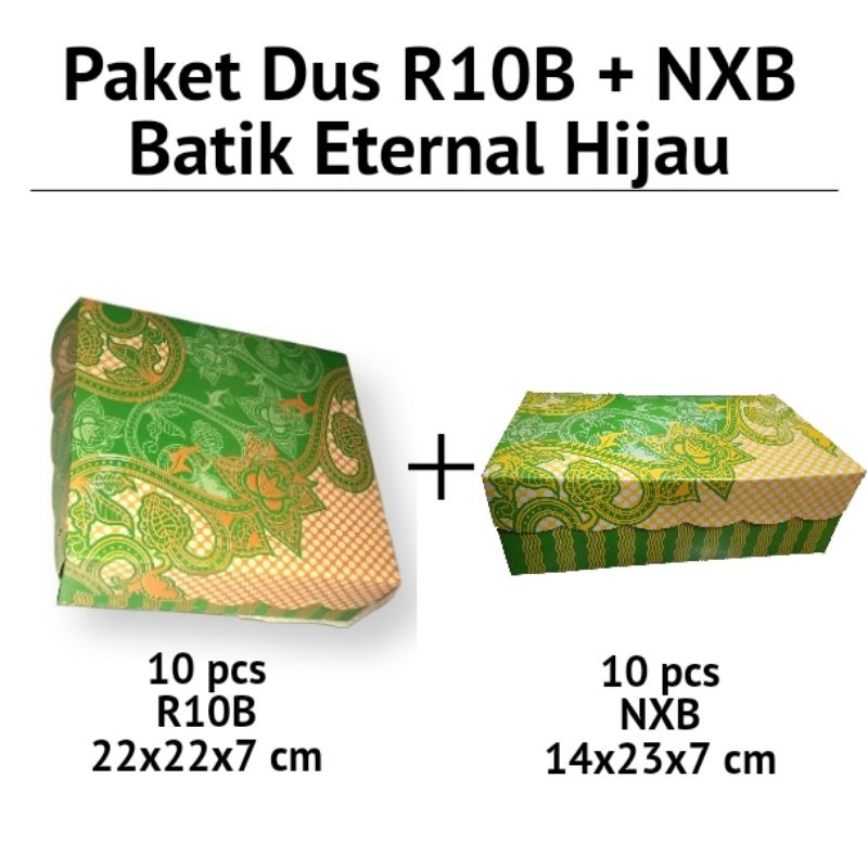 PAKET DUS NASI R10B DUS KUE NXB BATIK ETERNAL HIJAU SNACK BOX LUNCH BOX PAPER BOX RICE BOX