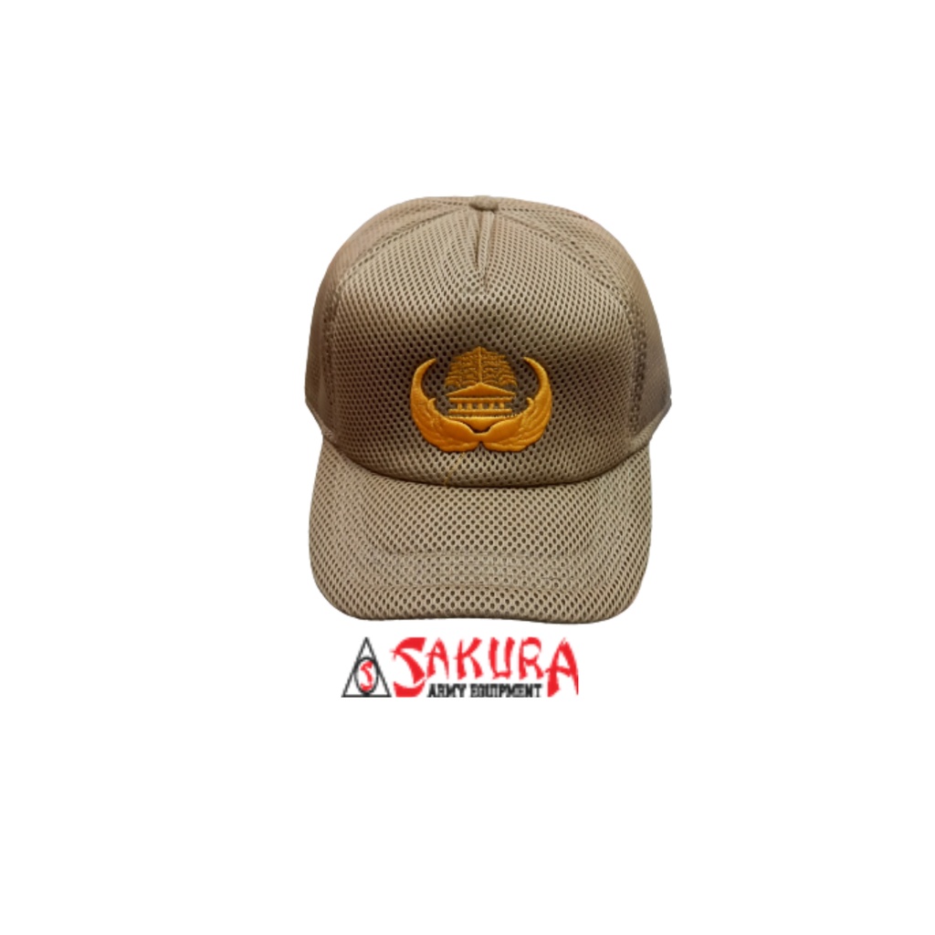 Topi Korpi Jaring Logo Warna Cream