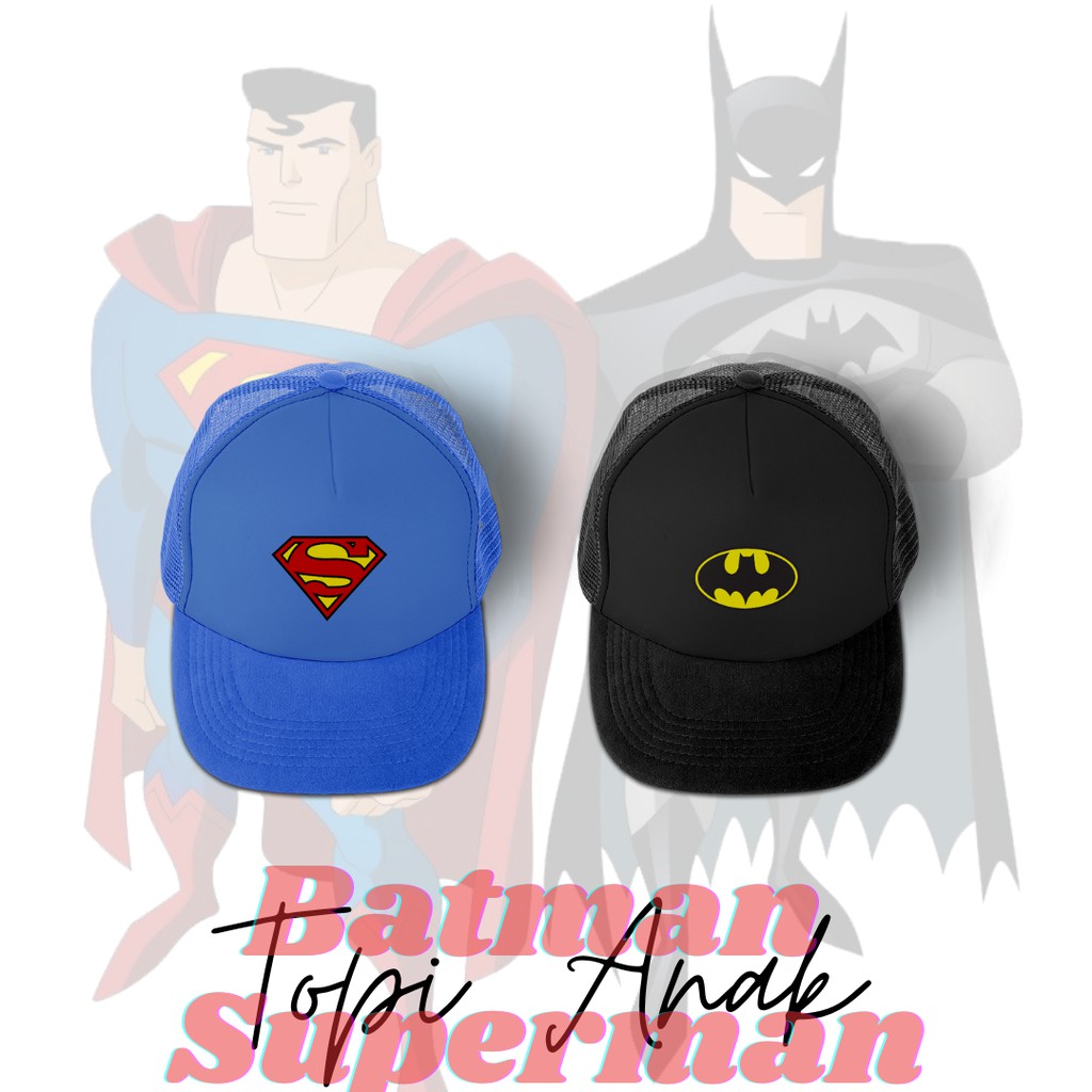 Topi Anak Trucker Hat Superhero Batman Superman
