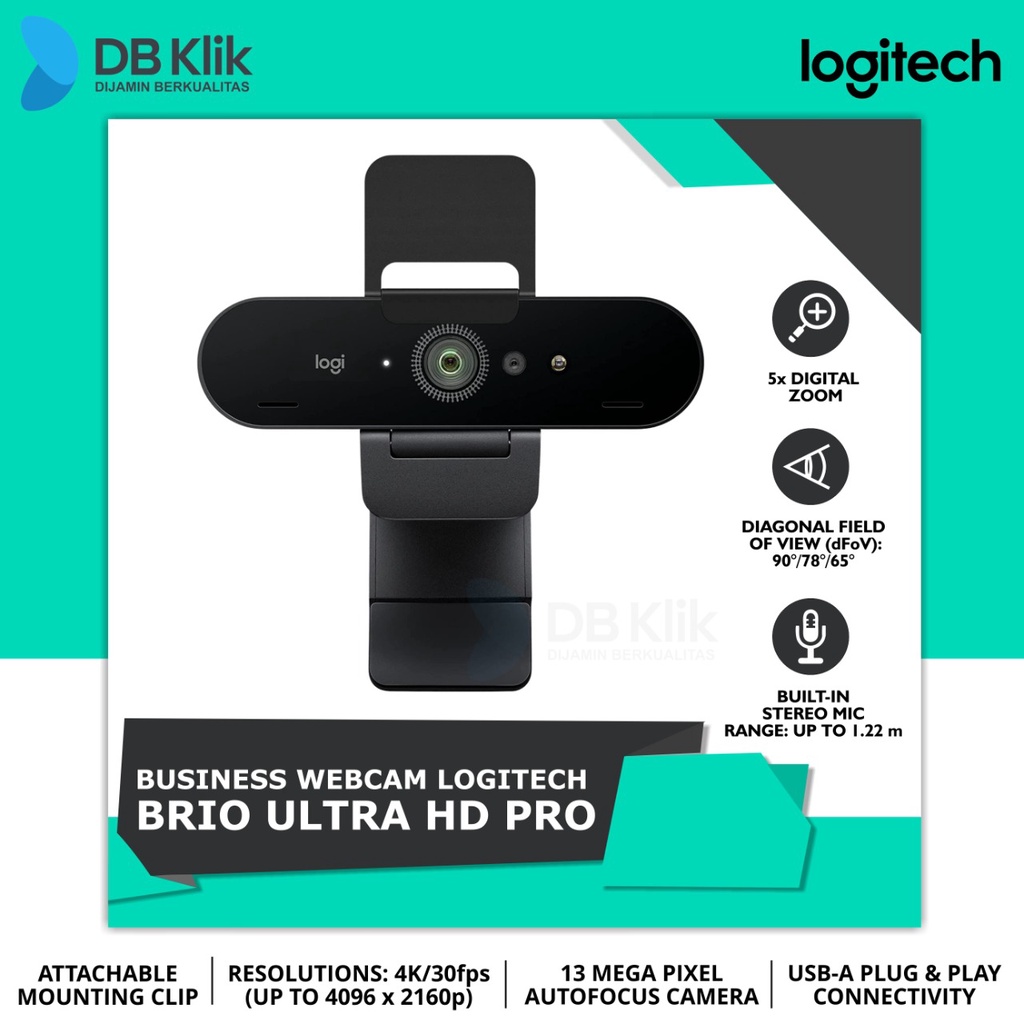 Webcam Logitech Brio Ultra HD 4K (960-001196) - Garansi Resmi 1 Tahun