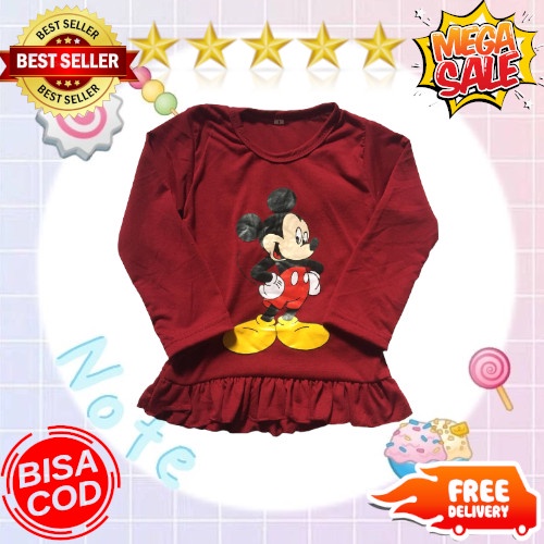 VISION ONLINE-BAJU KAOS MICKEY MOUSE ANAK PEREMPUAN KOREA LUCU 1-3 TAHUN MURAH LENGAN PANJANG KOREAN