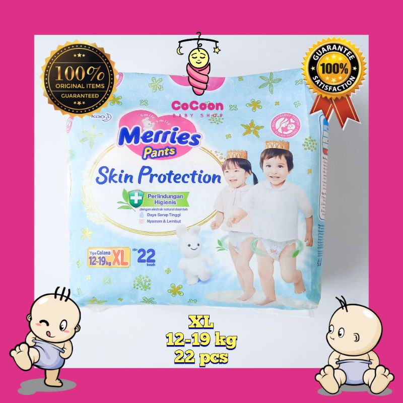 Popok Bayi Meris Merries Skin Protection Pants Tipe Celana XL22 XL 22