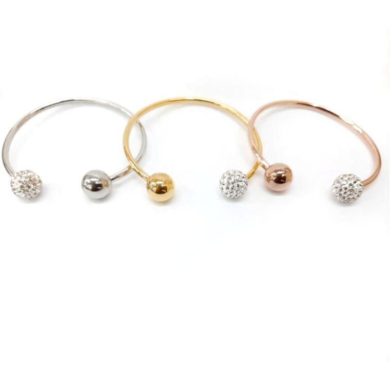 Gelang Titanium wanita bola crystal anti karat