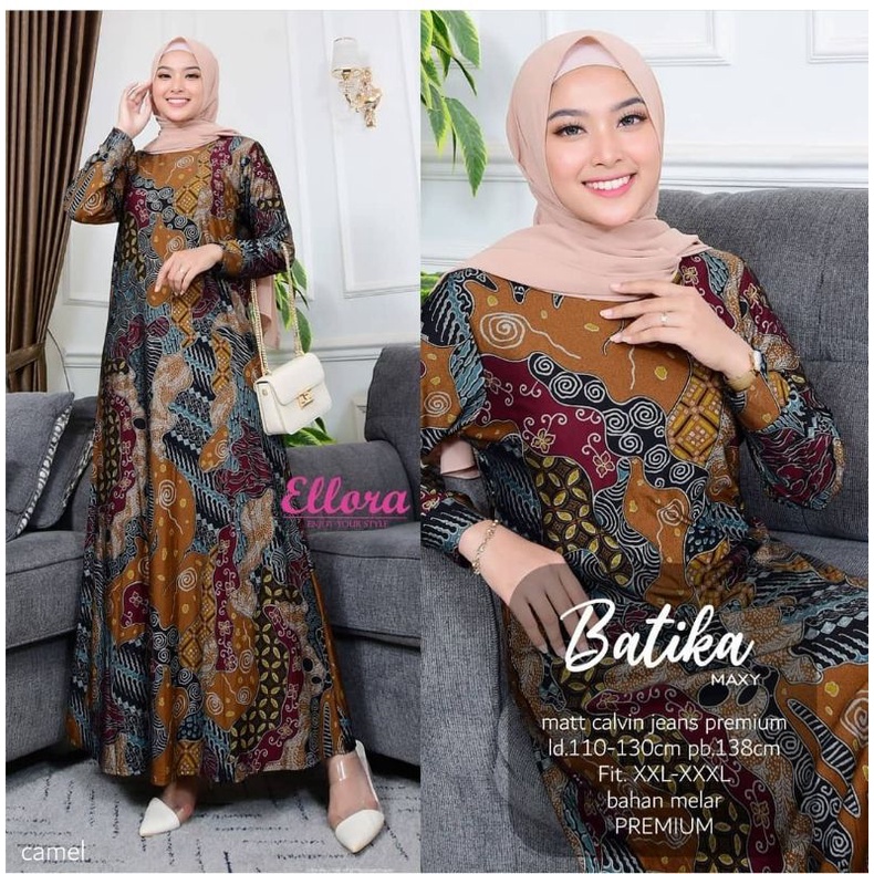Gamis jumbo premium BATIKA Maxy - Gamis Calvin jeans LD100-110 XL- 4L / Calvin Jeans Batik /