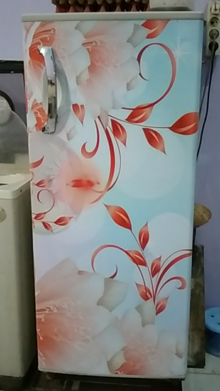 Sticker Kulkas 1pintu Full Set Motif Bunga
