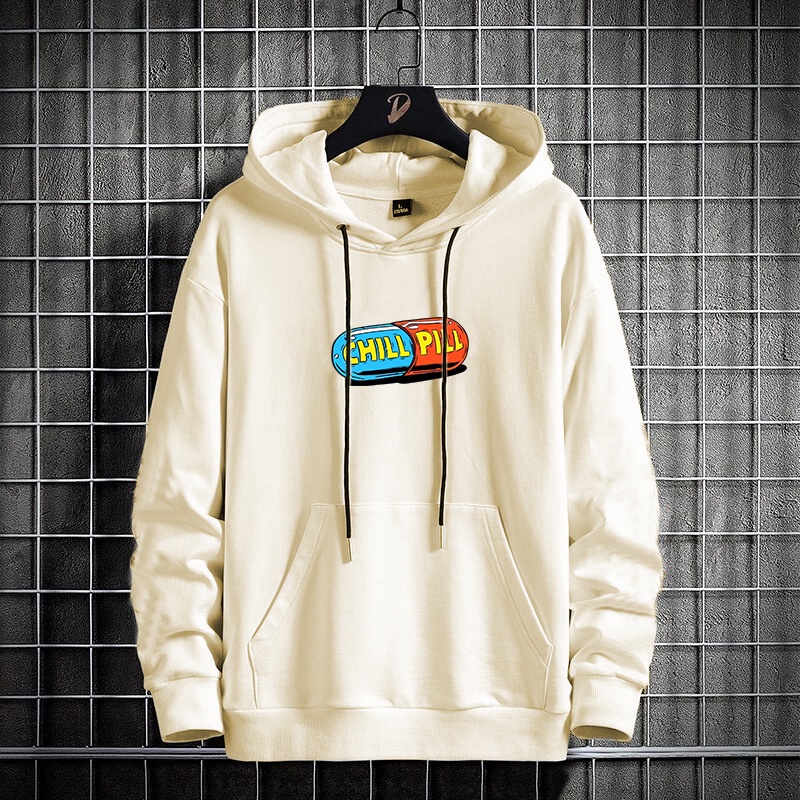 Hoodie Pria CHILL PILL Sweater Pria Flecee Simpel Terbaru