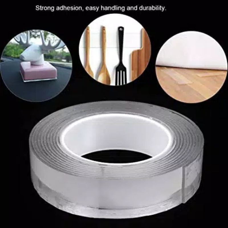 

DOUBLE TAPE DUA SISI 30 MM MULTIFUNGSI WARNA TRANSPARAN DAPAT DICUCI