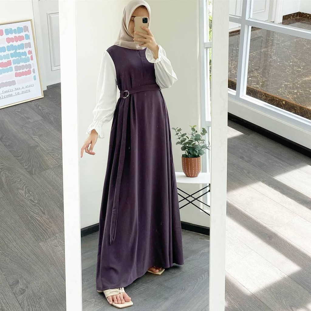 Angel Gamis Muslim Terbaru Grosironlinemurah Dressmuslim Dresswanita Dressmurah Bajudress GAMIS-Bianca Darkpurple