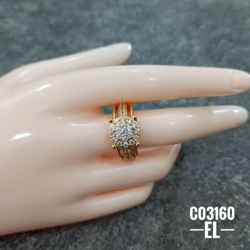 Cincin Fashion Rhodium Mewah Gold C03160