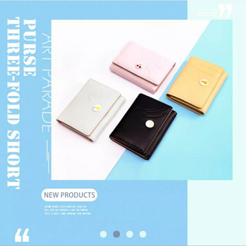 MINISO Dompet Wanita Fruit Drop Plastic Tri-Fold Short Wallet Kecil Lipat 3 Kali Wallet