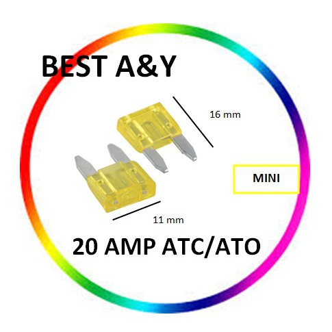 Fuse Blade 20A 20 Ampere Mini Kecil Sekring Tancap 16mmx11mm Motor Mobil ATC ATO