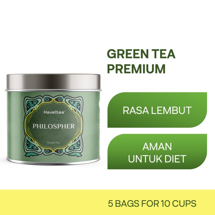 

TEH-DAUN- PHILOSOPHER | MINI TIN | HAVELTEA | TEH HIJAU | GREEN TEA SINENSIS - 5 ECO TEA BAGS -DAUN-