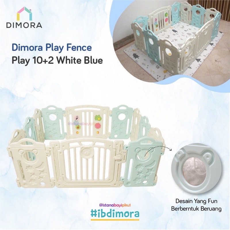 Dimora Fence PLAY 10 + 2 - Blue &amp; White Color Panel - Pagar pengaman anak