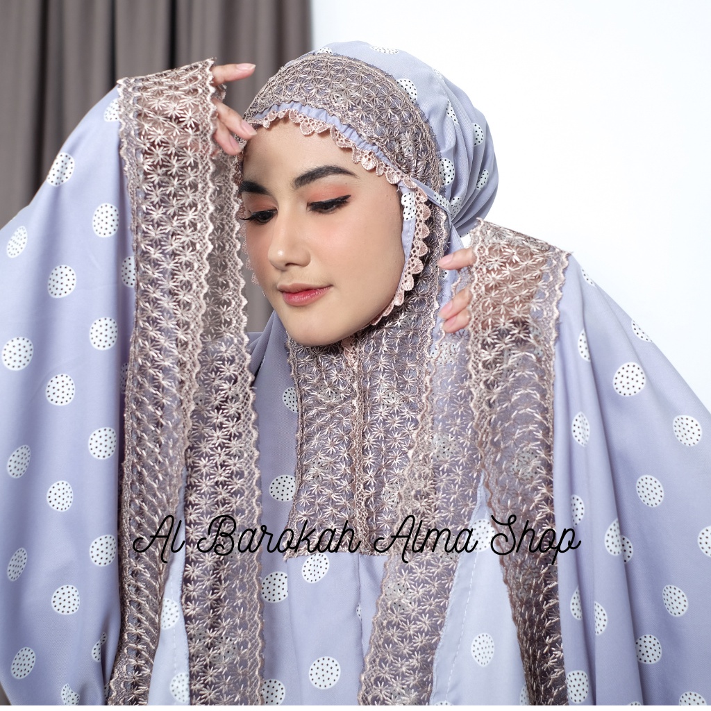 Mukena Dewasa Shakilla Printing Polkadot Jumbo Al Barokah Alma