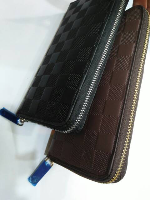 Dompet damier emboss 60017 resleting import panjang