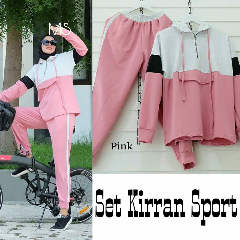 3 UKURAN L XL XXL SET KIRRAN SPORT HOODIE FASHION PAKAIAN WANITA SETELAN ATASAN DAN CELANA BABYTERRY MS ADA VIDEO REAL PICT