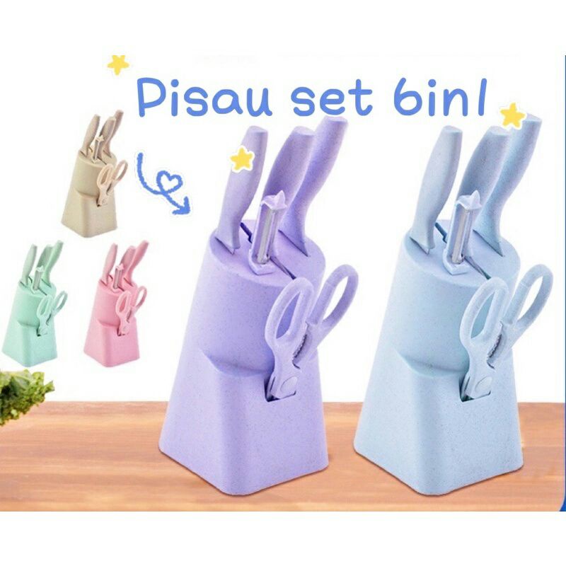 PISAU SET 6IN1 KNIFE SET WARNA PASTEL