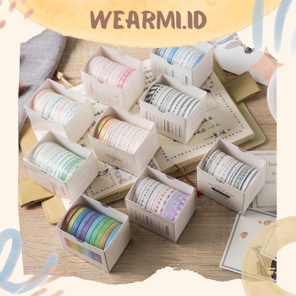 

10 Roll Washi Tape Colorfull Slim Planner Scrapbook Jurnal Album DIY School Supplies- w16