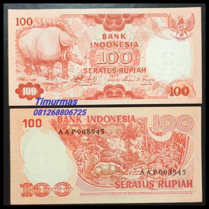 Uang Kuno 100 Rupiah 1977 Badak - Unc