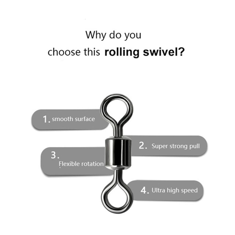 REBUY High Strength Connector Stainless Steel Ball Bearing Swivel Solid Ring Accessories 50pcs Rolling Heavy Duty Durable Barrel Fishing Tool