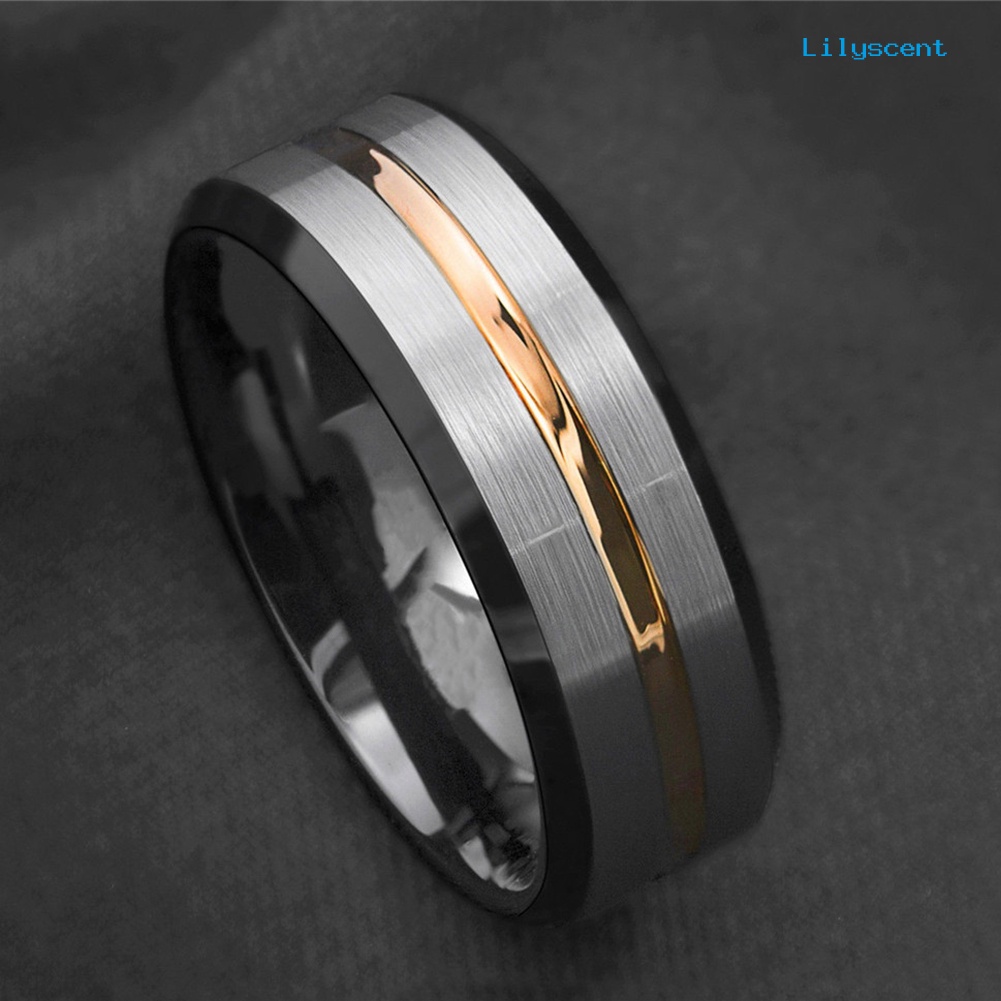 Ls Cincin Pria Bahan Titanium Steel Matte Motif Garis Untuk Pesta Pernikahan