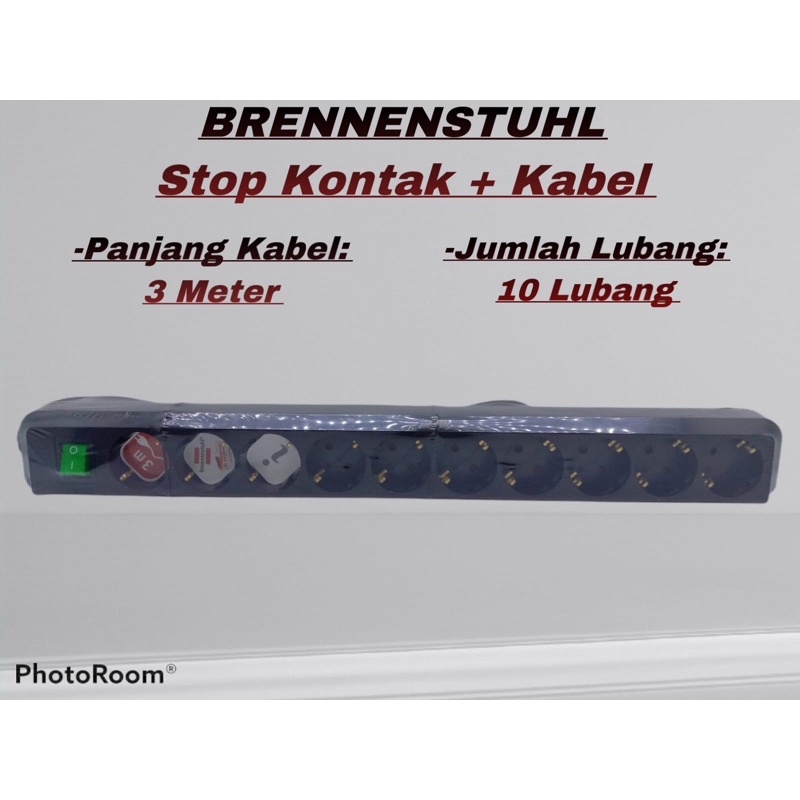 [GERMANY] BRENNENSTUHL Stop Kontak + Switch Saklar 10 Lubang Socket Kabel 3 Meter GERMANY PRODUCT