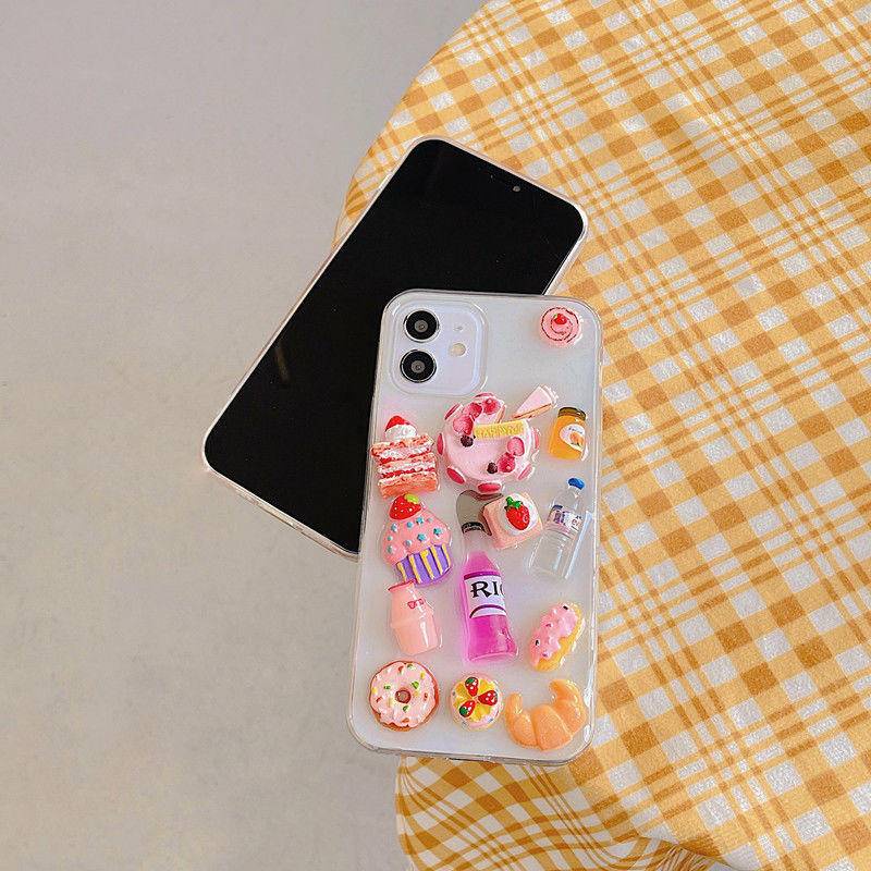 Case Pelindung Motif Makanan 3D Untuk iPhone 13 12 11 Pro MAX Mini X XS MAX XR SE 2022 2020 7 8 Plus
