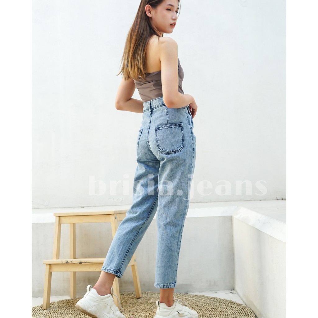 [SIZE 27-34] STELLA Highwaist Boyfriend Jeans - Snow Blue Series / Bigsize Jeans Boyfriend