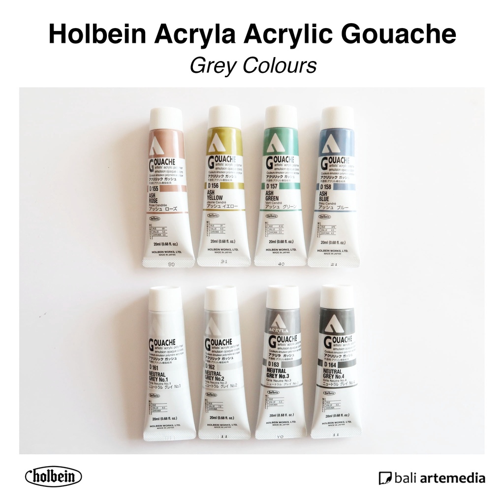 Holbein Acryla GREY Acrylic Gouache Paint 20ml