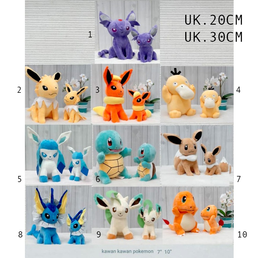 Boneka Pokemon GLACEON  jolteon leafleaon eevee glaceon espeon vaporeon squirtle charmender flaREON