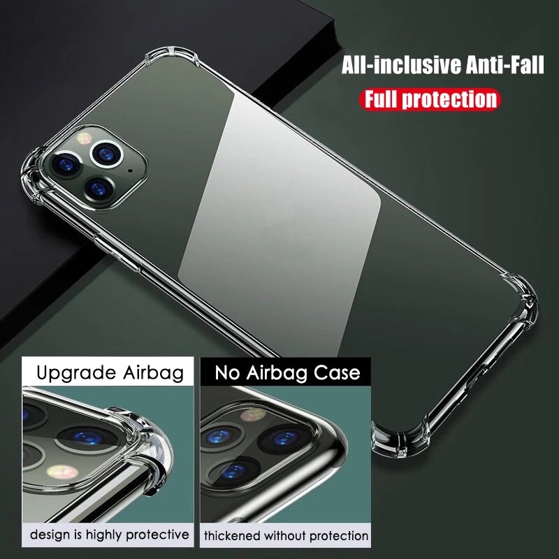 Soft Case Silikon Transparan Shockproof Cover Iphone 13 12 11 Pro Max XS Max X XR 8 7 6 6S Plus SE 2020 12 13 14 Mini