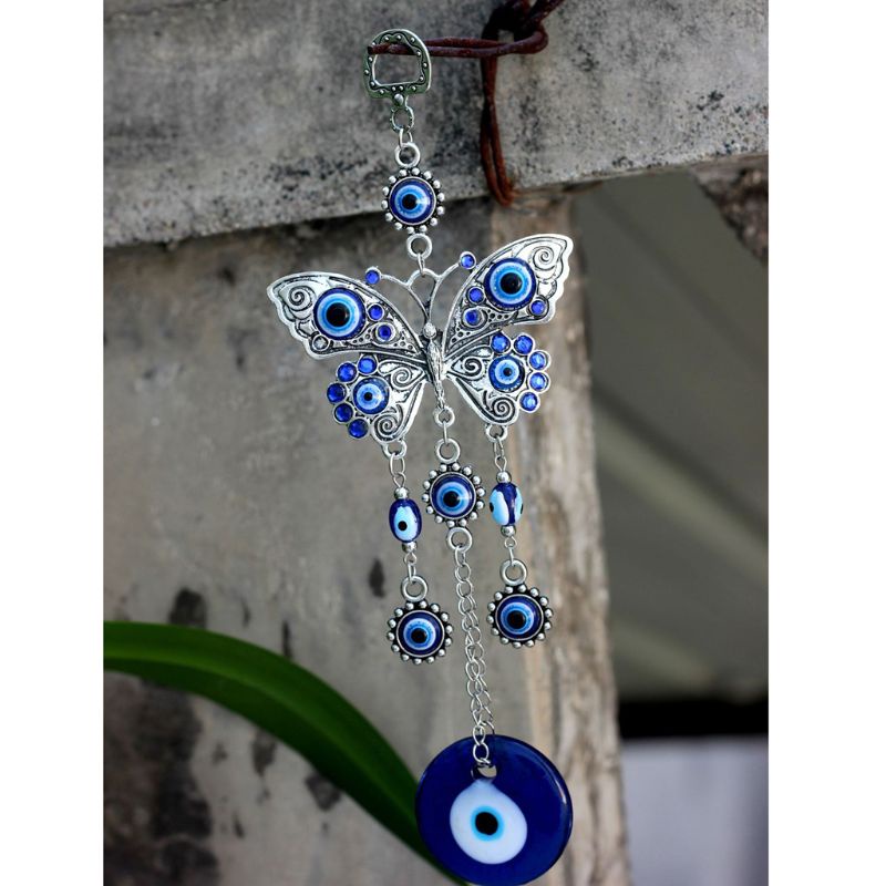 Siy Ornamen Gantung Model Evil Eye Biru Dengan Butterfly Untuk Dekorasi Mobil