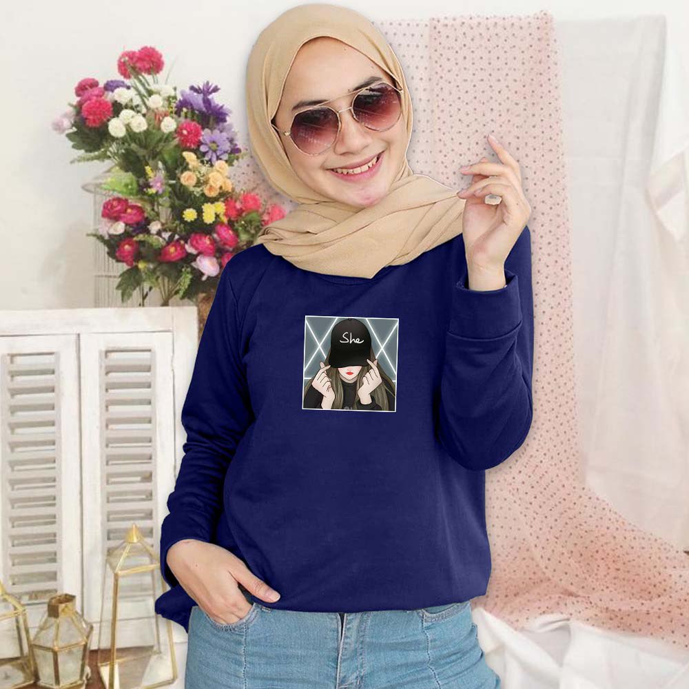 SWEATER WANITA CREWNECK, CEWEK BERTOPI PAKAIAN WANITA.