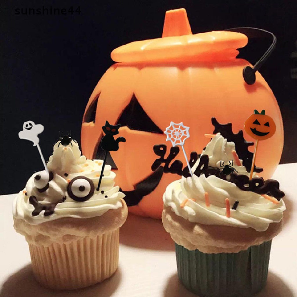 Sunshine 10pcs / Pak Tusuk Gigi Buah / Kue / Dessert Tema Halloween Untuk Anak