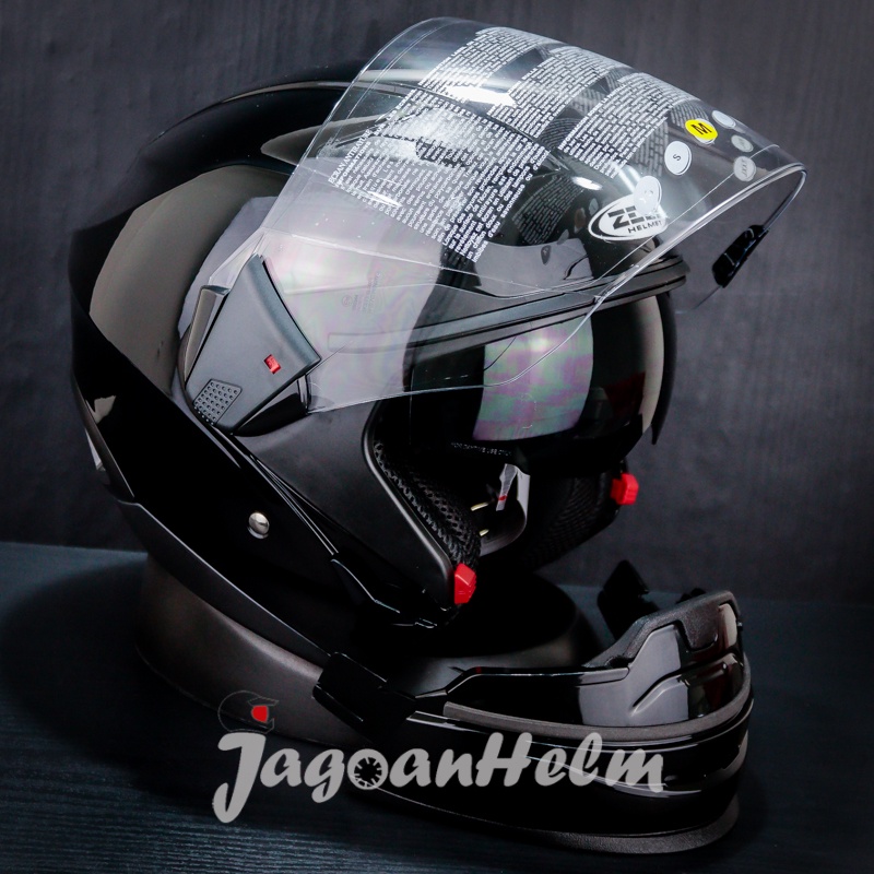 ZEUS HELM ZS611C SOLID | BLACK METALIC |  ZS 611C | ZS-611C | Double Visor