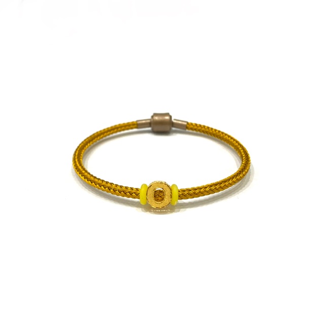 Gelang Tali Set Liontin Balok Huruf O Emas Asli Kadar 700