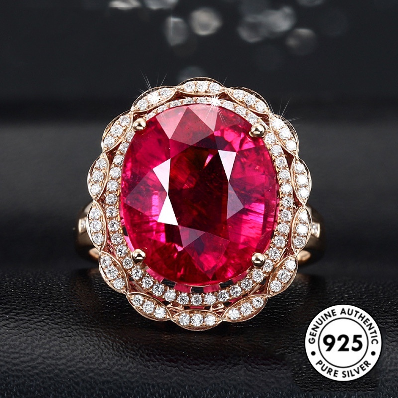 Cincin Sterling Silver 925 Dengan Batu Permata Warna-Warni Mewah Untuk Wanita