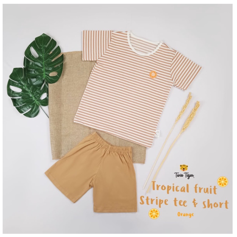 Twin Tiger FRUIT Setelan Kaos Anak Tshirt Stripe Pocket Tee Baju Anak 0 -5 Th