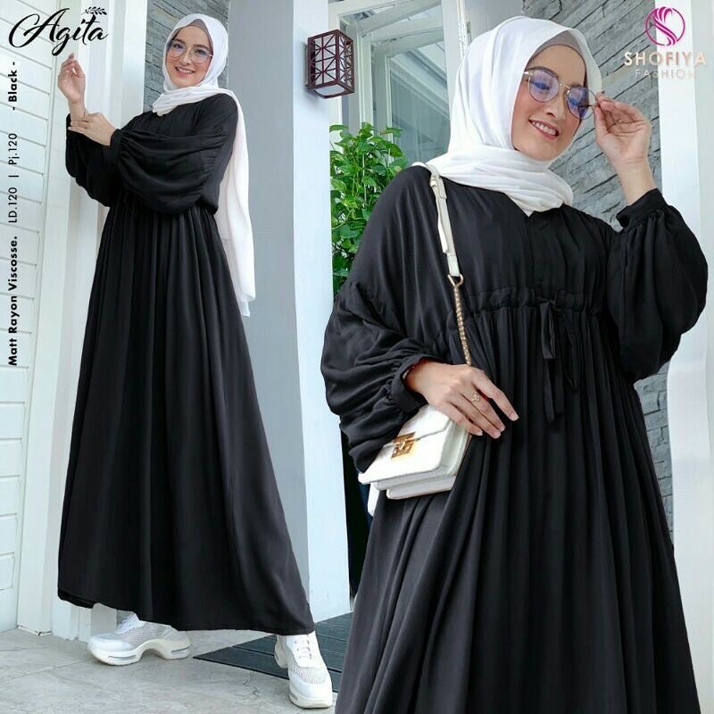 AGITA MIDI DRESS WD KAIN KATUN LD 120 CM PB 120 CM ZIPPER DEPAN ( BUSUI ) DRES WANITA MODEL TERBARU  KEKINIAN SIMPLE DAN ELAGAN BAJU  DRES 2022