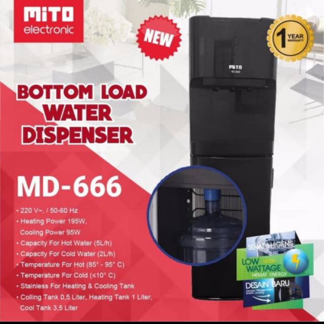 DISPENSER MITO GALON BAWAH MD666 panas dingin md 777