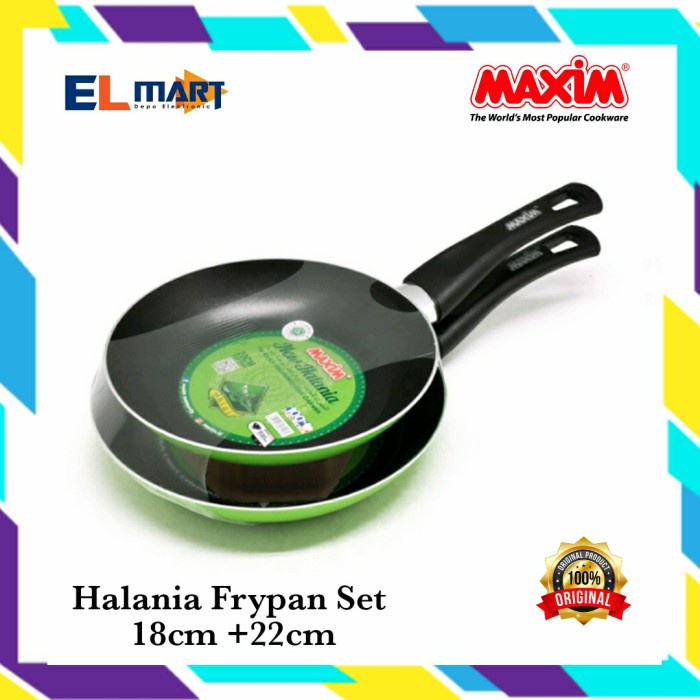 Frypan Set Maxim Halania 2pc 20cm + 22cm Wajan Fry Pan Teflon HL2