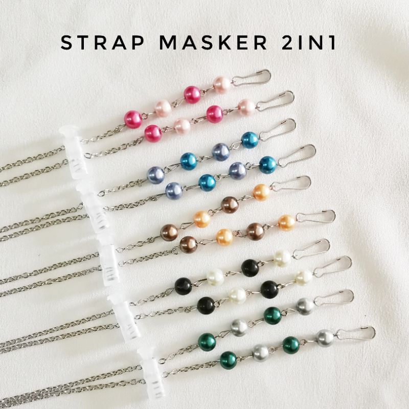 Strap Masker 2in1 Rantai Mutiara / Konektor sekaligus Kalung Masker untuk Hijabz