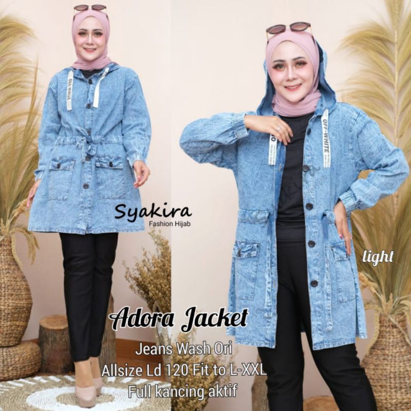 jaket jeans parka / jaket jeans Hoodie cewek / outer jaket jeans