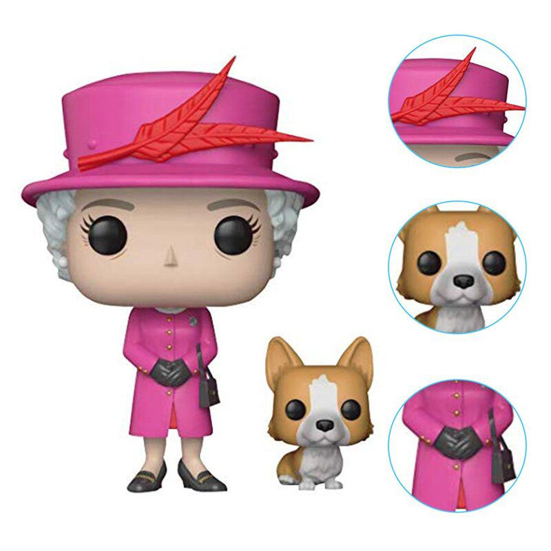 FUNKO POP NEWest Queen Elizabeth Ⅱ #01 with her dog Action Figure Toys Anime Collection Model Dolls for Kids Gifts