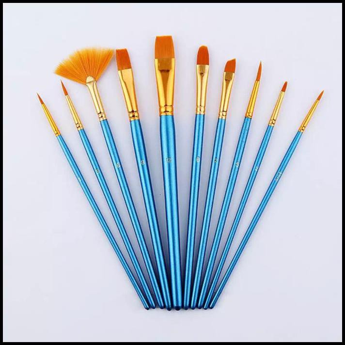 

Promo Paint Brush Set Watercolor Oil Face Body Painting Kuas Seni 10Pcs/Set