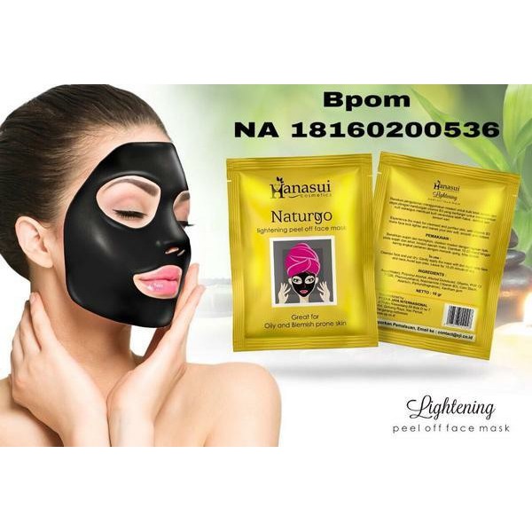 Hanasui Naturgo Lightening Peel Off Face Mask Masker hitam Anti Aging Gold Komedo 1pc 1sachet BPOM